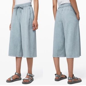 Lululemon Inner Glow Culotte Blue Sweatpants Crop Wide Leg